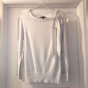 WHBM White Sweater w/ Bow Detail